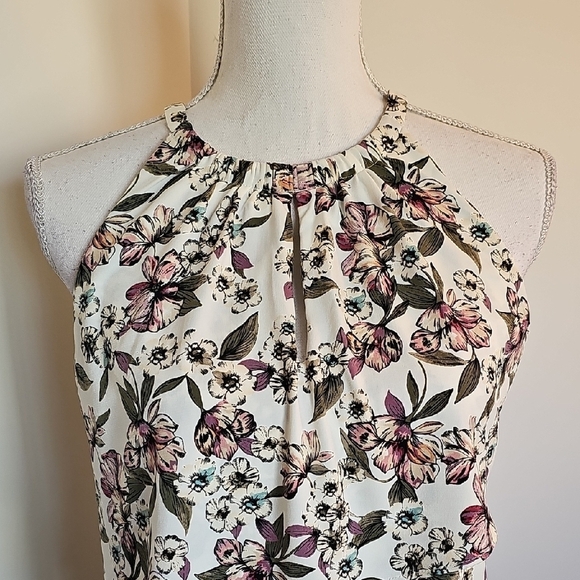 White House Black Market Floral Halter Tank Top - Picture 2 of 7